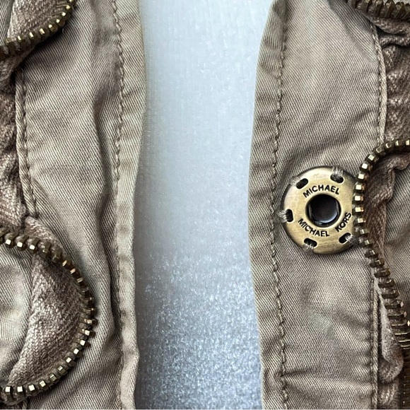 Michael Kors 90s Y2K Utility Jacket Sz 4 Xs; Zipper Trim Ruffles, Khaki Green - Picture 9 of 11